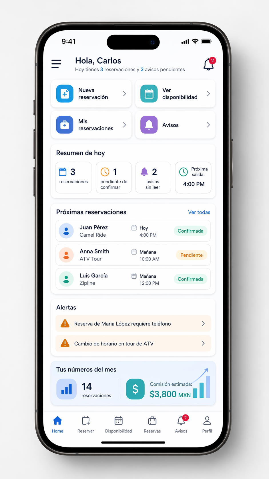 Agency booking app for Camel Riding in Cabo partners
